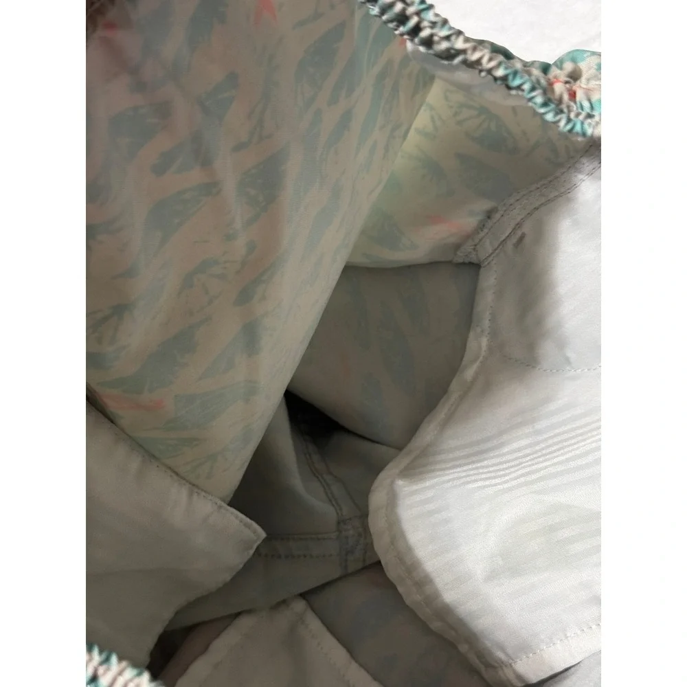 AFTCO Youth XL Board Shorts Tan Teal Fish Scale Marlin Swim Trunks Boys